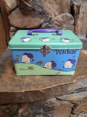 sanrio pickle bicke metal box|Vintage Sanrio Picke Bicke Mouse Tin Storage lunch box 1995.